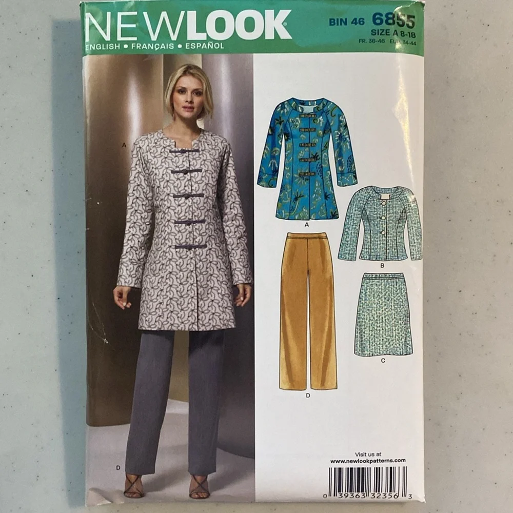 NewLook sewing patterns, Asian style, caftans, coat, dress, set of 4